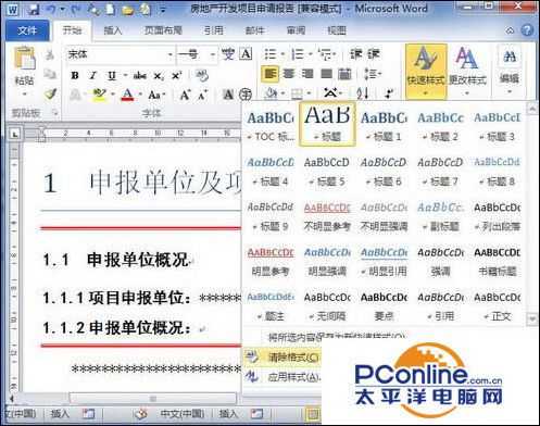 word2010如何清除格式或样式