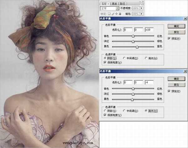 Photoshop将给室内人物照片制作成甜美的淡紫色