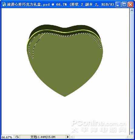 Photoshop绘制精致墨绿色的金属质感心形礼盒