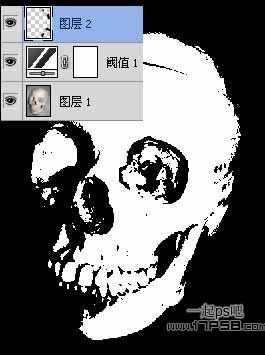 Photoshop使用自定义形状制作出骷髅头的黑白效果