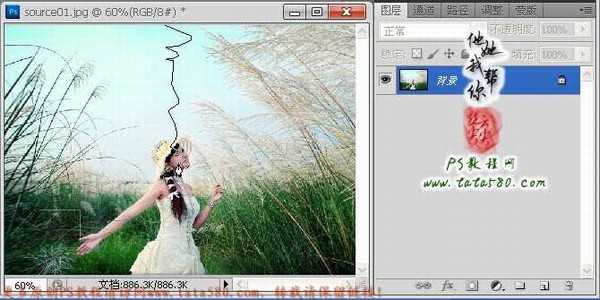 photoshop为芦草中美女鼠绘出透明纱巾教程