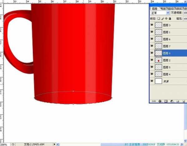 photoshop鼠绘出逼真的红色瓷杯子