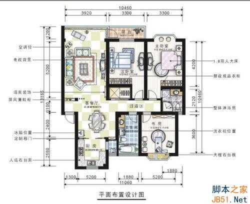 Coreldraw(CDR)详细步骤绘制室内装修彩色平面图实例教程