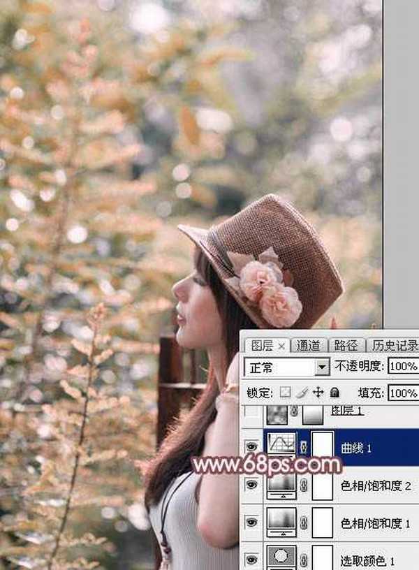 Photoshop将美女图片打造清新的淡红色夏季