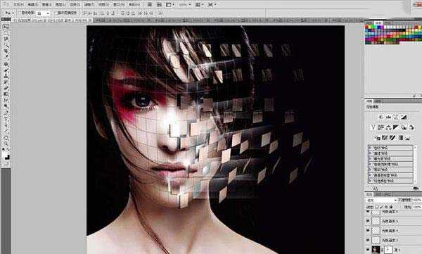CG美女脸部创意碎片剥落效果PS制作教程