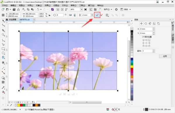 CorelDRAW将图片分割成大小相等方格