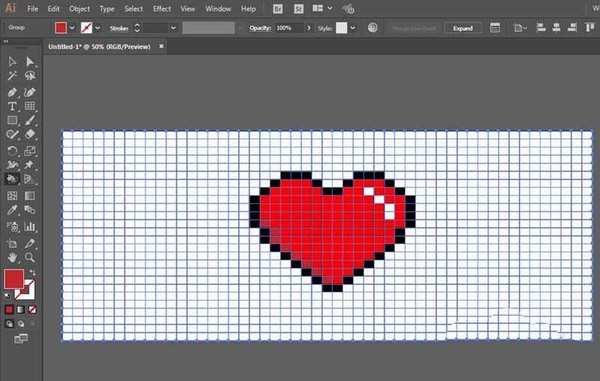 ai怎么绘制像素效果的爱心矢量图?