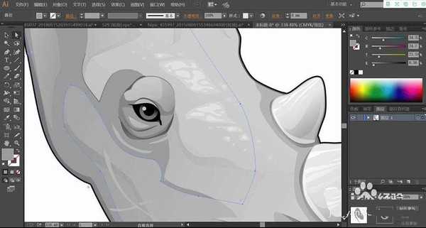 ai怎么手绘犀牛头像? ai犀牛黑白头像的设计方法